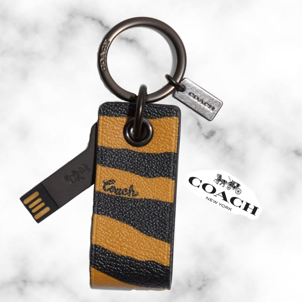 Coach Usb Key Fob With Tiger Print